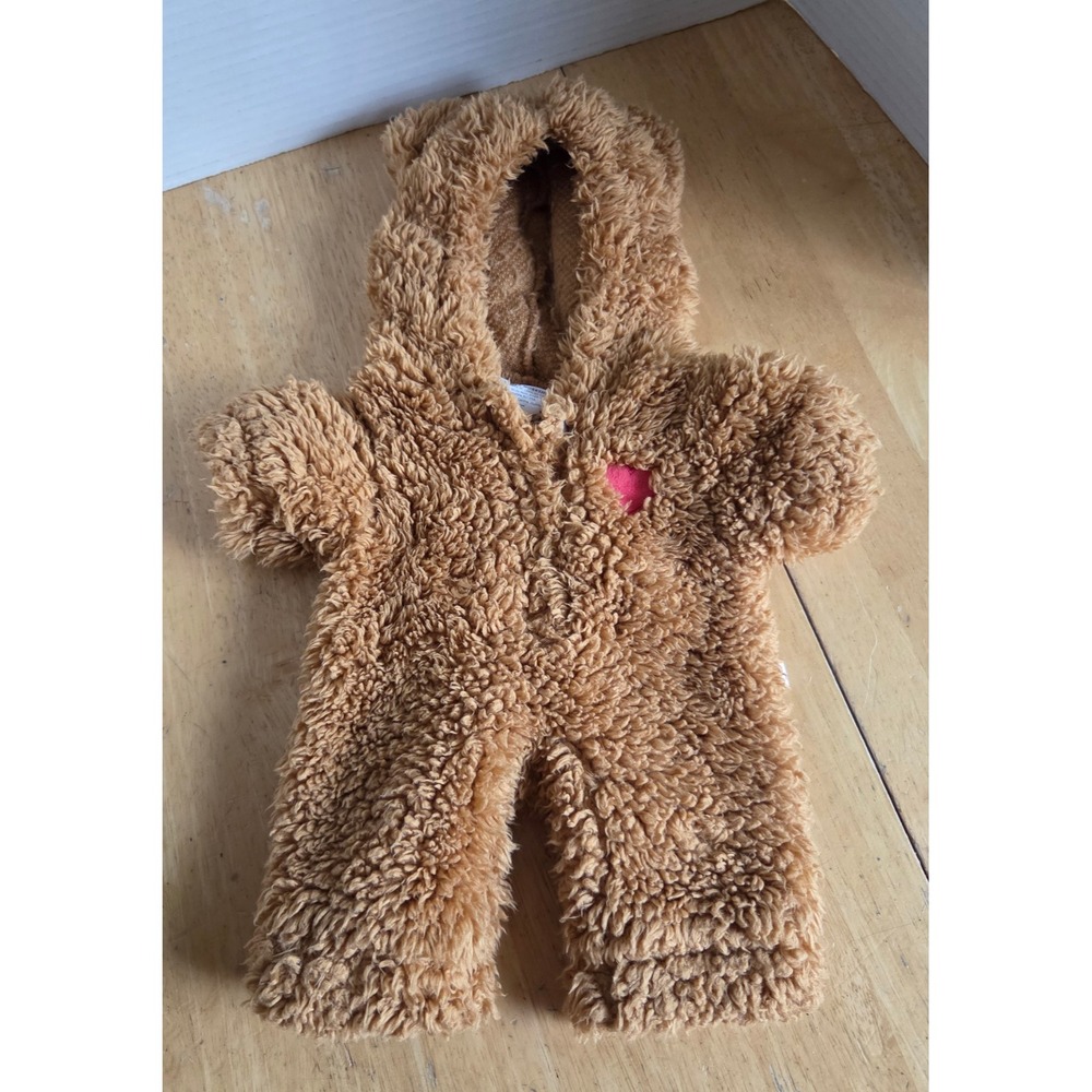 Build A Bear BAB Teddy Bear Costume Brown One Piece Outfit Pjs Romper Halloween